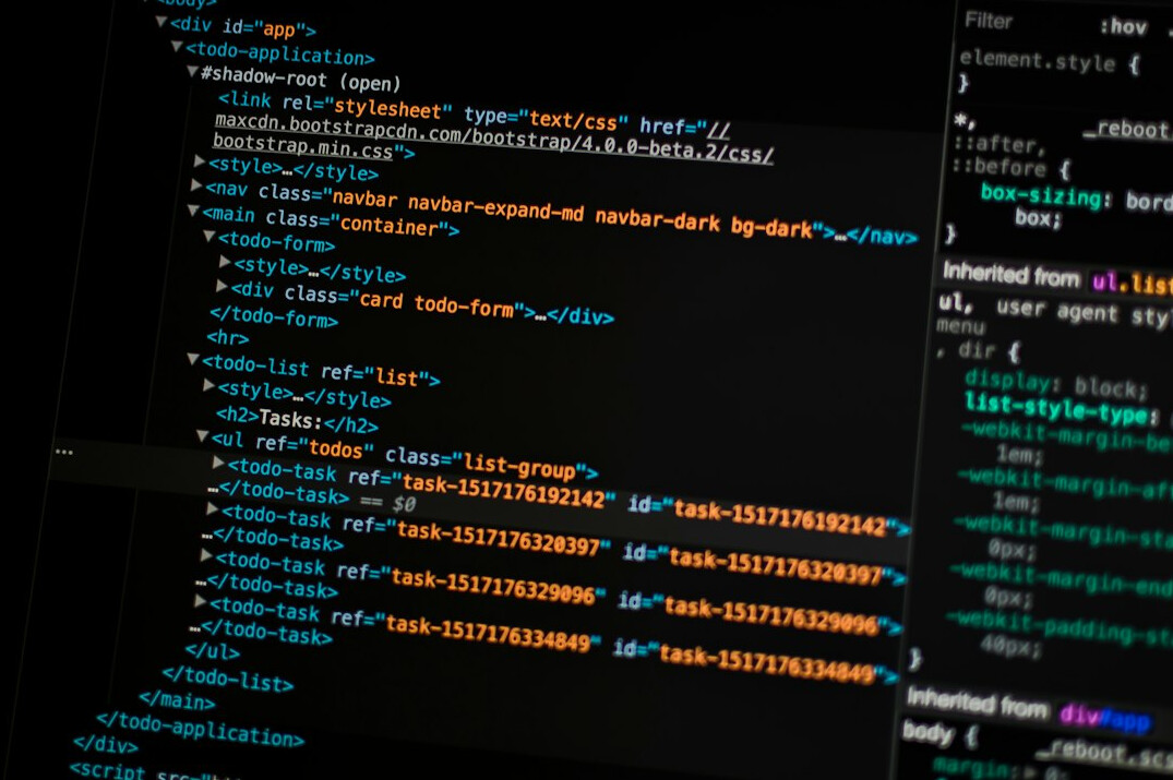 computer screen with code